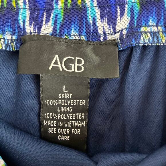 Vintage AGB Chiffon Maxi Skirt Women's Large Lined Blue Teal Chevron Tiered - Picture 5 of 10